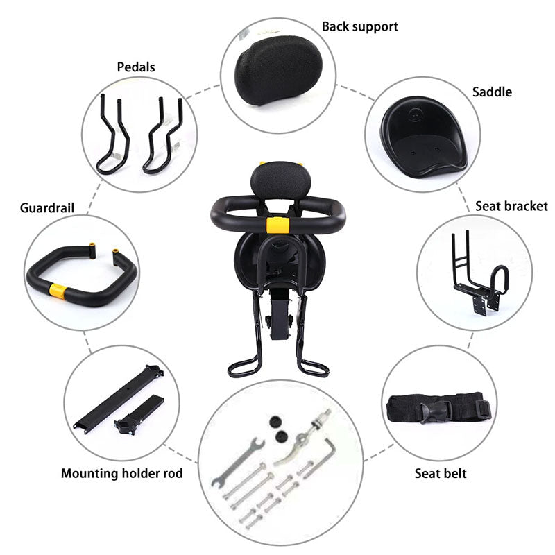 Heavy Duty Front Bicycle Child Seat - Supports 35kg - Adjustable Kids Bike Seat with 3-Point Safety Belt & Non-Slip Pedals - F.MarketBDF03A6543E5484BA659B115DC04AE11eproloHeavy Duty Front Bicycle Child Seat - Supports 35kg - Adjustable Kids Bike Seat with 3-Point Safety Belt & Non-Slip PedalsHeavy Duty Front Bicycle Child Seat - Supports 35kg - Adjustable Kids Bike Seat with 3-Point Safety Belt & Non-Slip Pedals