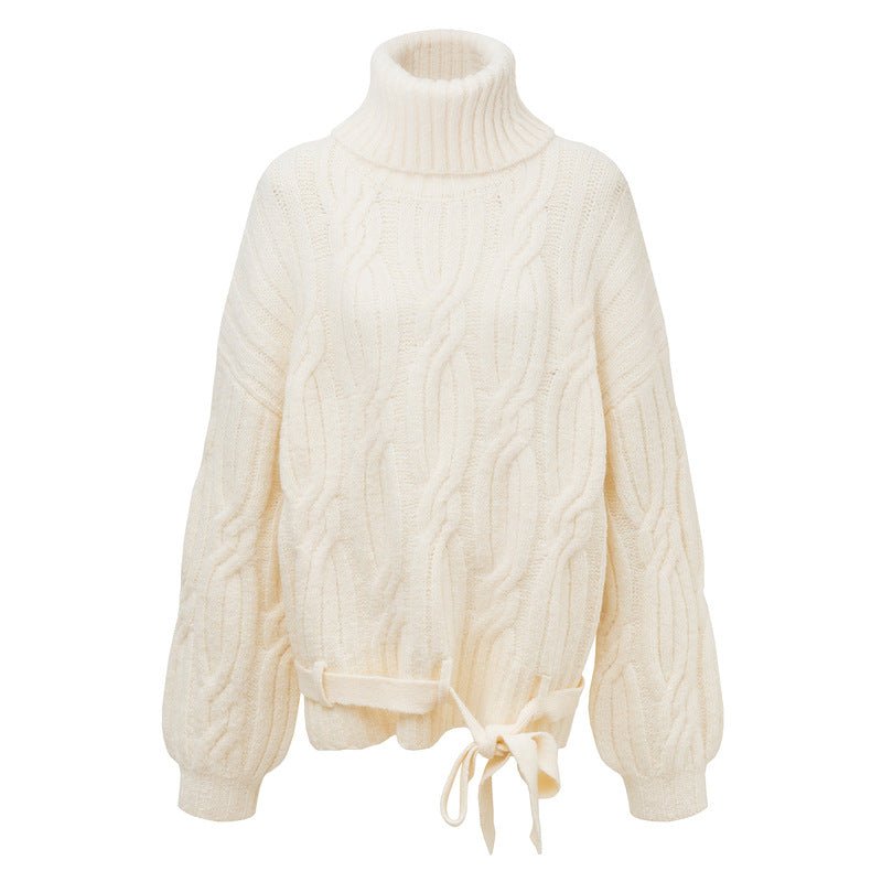 High neck twisted flower hem tied with a headband thick sweater - F.MarketB20CDC8DDB4245C1958012E119B7D4F9eproloSHigh neck twisted flower hem tied with a headband thick sweaterHigh neck twisted flower hem tied with a headband thick sweater