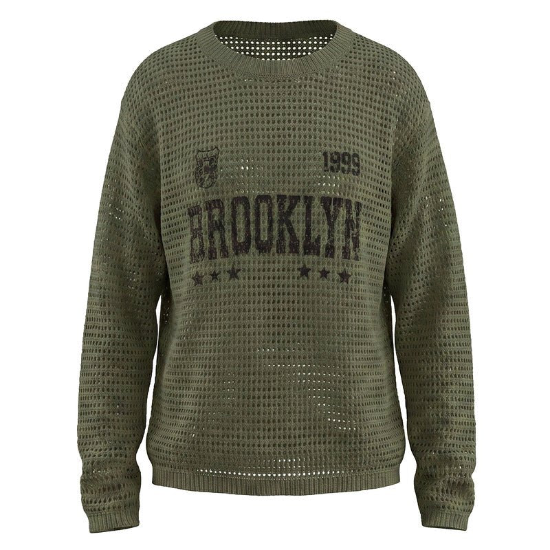 Hollow knit round neck sweater with retro letters - F.Market6998E956CB2A4F19951254EF2EED0E65eproloSHollow knit round neck sweater with retro lettersHollow knit round neck sweater with retro letters
