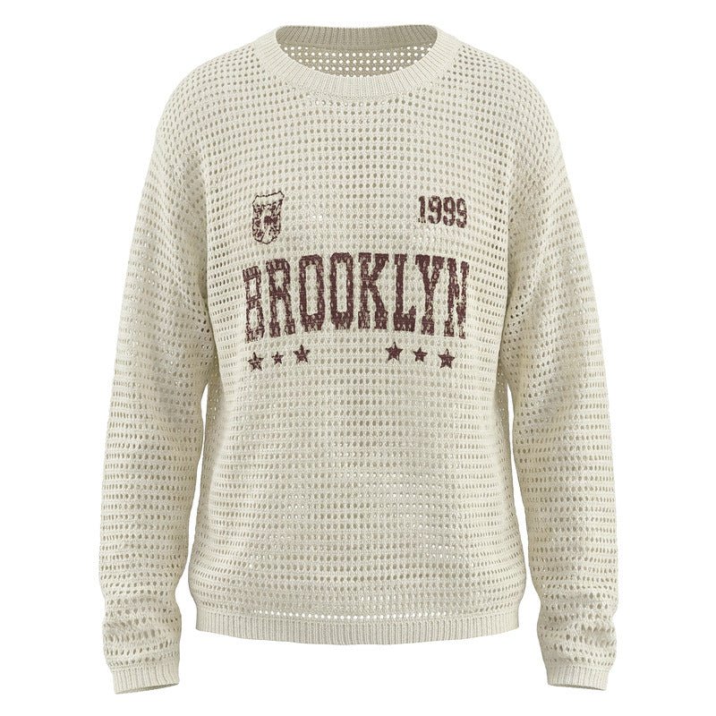 Hollow knit round neck sweater with retro letters - F.Market6998E956CB2A4F19951254EF2EED0E65eproloSHollow knit round neck sweater with retro lettersHollow knit round neck sweater with retro letters
