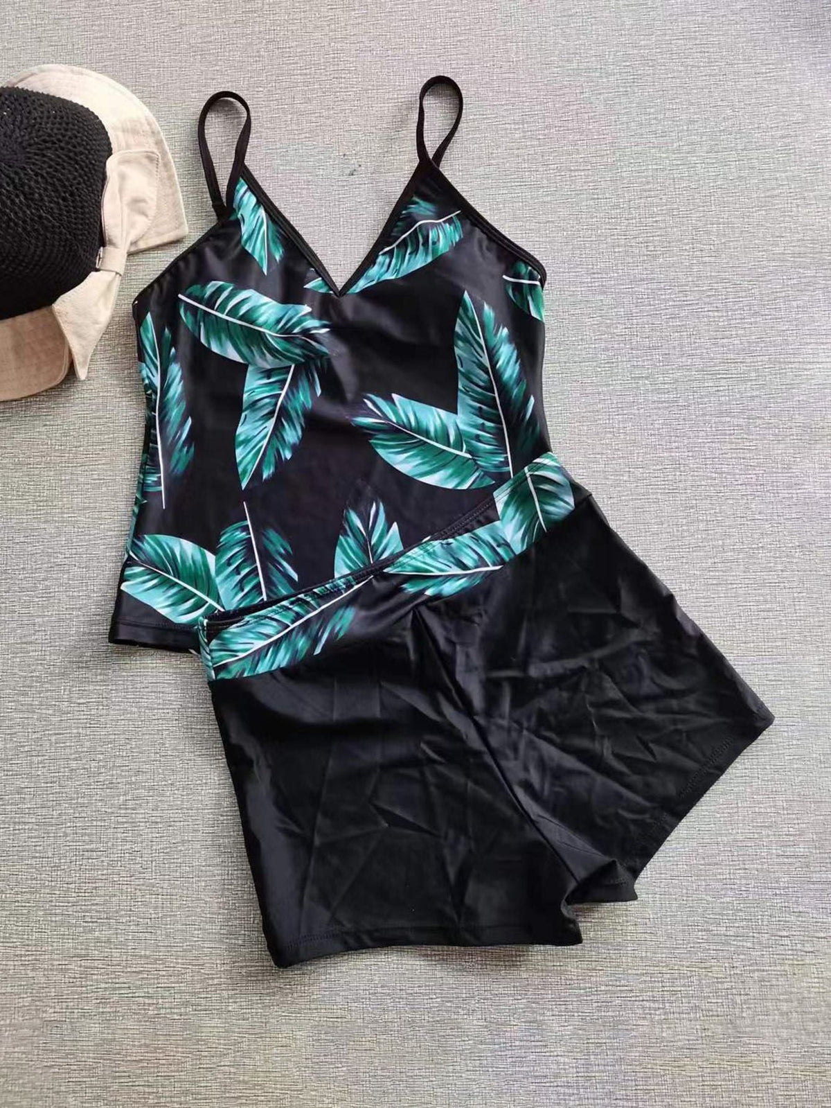 Huludao swimsuit new European and American tangini sling top boxer striped shorts Conservative split swimsuit - F.MarketGreen / SF.MarketSHuludao swimsuit new European and American tangini sling top boxer striped shorts Conservative split swimsuitHuludao swimsuit new European and American tangini sling top boxer striped shorts Conservative split swimsuit