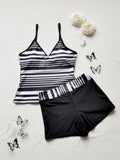 Huludao swimsuit new European and American tangini sling top boxer striped shorts Conservative split swimsuit - F.MarketBlack and White / SF.MarketSHuludao swimsuit new European and American tangini sling top boxer striped shorts Conservative split swimsuitHuludao swimsuit new European and American tangini sling top boxer striped shorts Conservative split swimsuit