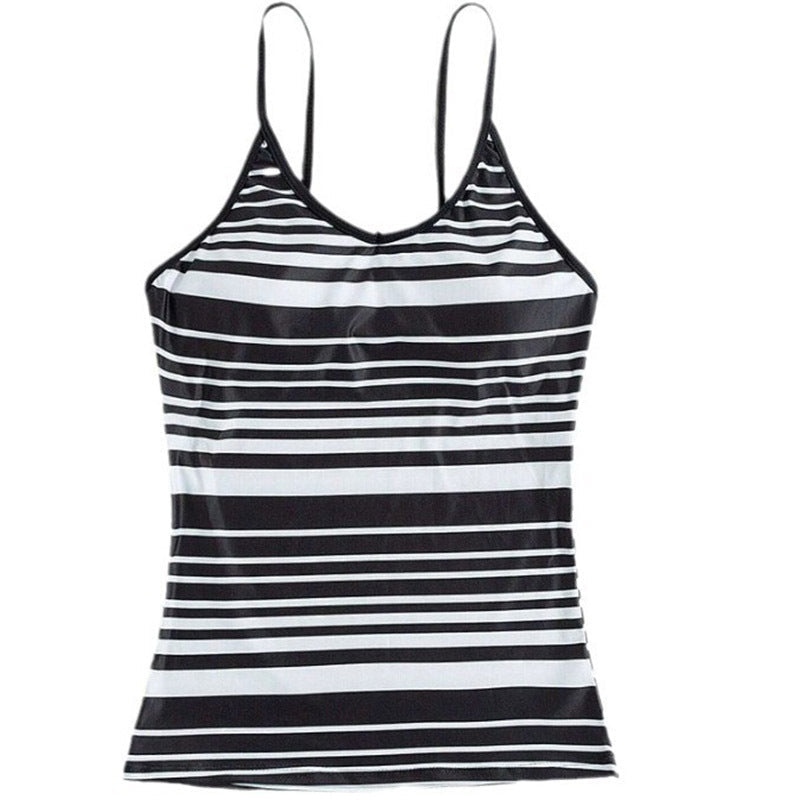 Huludao swimsuit new European and American tangini sling top boxer striped shorts Conservative split swimsuit - F.MarketBlack and White / SF.MarketSHuludao swimsuit new European and American tangini sling top boxer striped shorts Conservative split swimsuitHuludao swimsuit new European and American tangini sling top boxer striped shorts Conservative split swimsuit