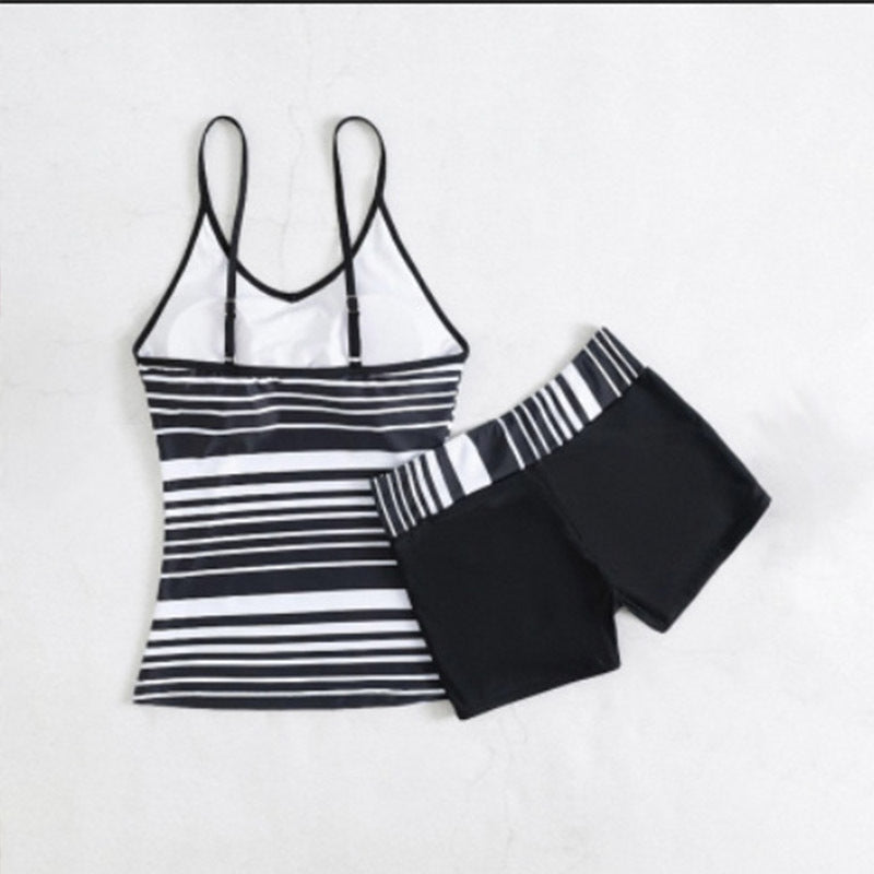 Huludao swimsuit new European and American tangini sling top boxer striped shorts Conservative split swimsuit - F.MarketBlack and White / SF.MarketSHuludao swimsuit new European and American tangini sling top boxer striped shorts Conservative split swimsuitHuludao swimsuit new European and American tangini sling top boxer striped shorts Conservative split swimsuit