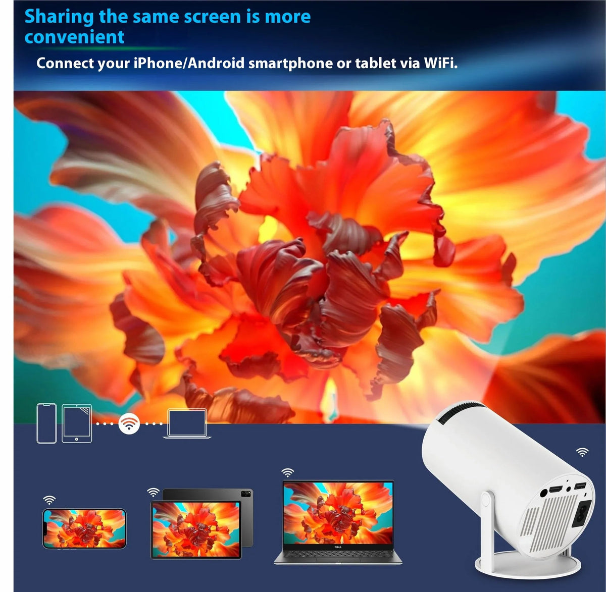HY300 Pro Projector Home Theater Entertainment Portable Small Projector - F.MarketNMZPWLVBMF.Market(EU) PlugHY300 Pro Projector Home Theater Entertainment Portable Small ProjectorHY300 Pro Projector Home Theater Entertainment Portable Small Projector