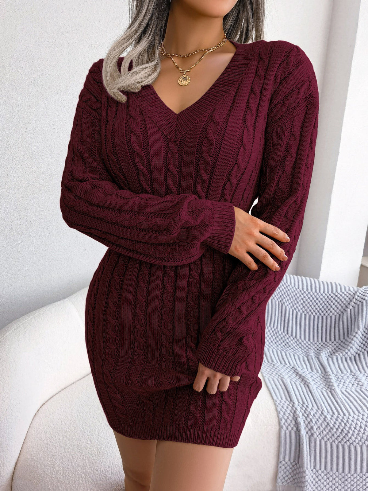Ins Style Real Shot Autumn and Winter European and American Fashion Waist Twist Hip Dress Sweater Skirt Amazon Cross-Border Women's Clothing - F.MarketAmazon good quality, rest assured to promote / SF.MarketSIns Style Real Shot Autumn and Winter European and American Fashion Waist Twist Hip Dress Sweater Skirt Amazon Cross-Border Women's ClothingIns Style Real Shot Autumn and Winter European and American Fashion Waist Twist Hip Dress Sweater Skirt Amazon Cross-Border Women's Clothing