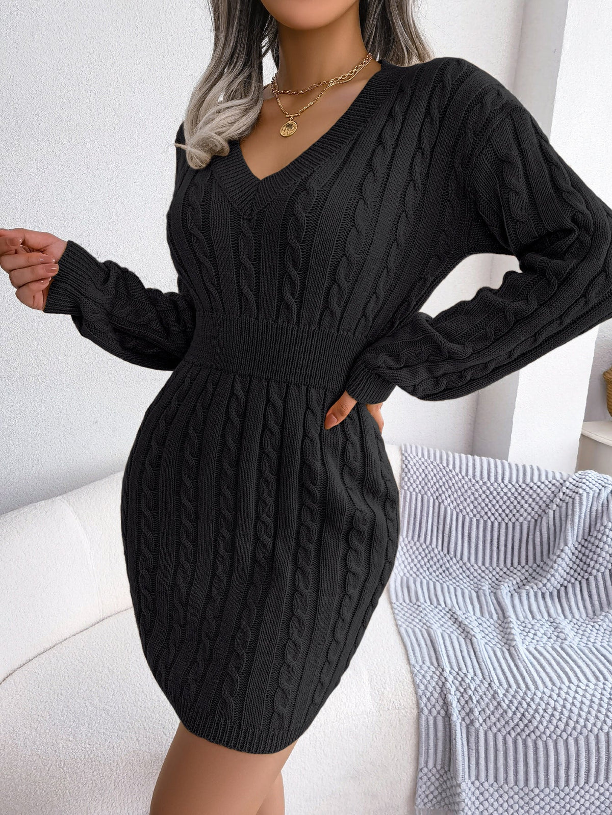 Ins Style Real Shot Autumn and Winter European and American Fashion Waist Twist Hip Dress Sweater Skirt Amazon Cross-Border Women's Clothing - F.MarketAmazon good quality, rest assured to promote / SF.MarketSIns Style Real Shot Autumn and Winter European and American Fashion Waist Twist Hip Dress Sweater Skirt Amazon Cross-Border Women's ClothingIns Style Real Shot Autumn and Winter European and American Fashion Waist Twist Hip Dress Sweater Skirt Amazon Cross-Border Women's Clothing