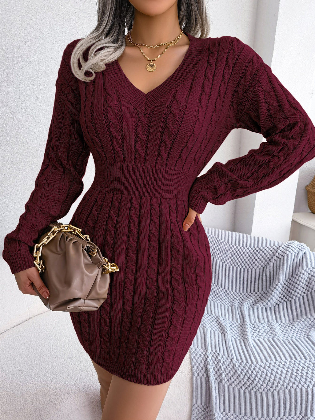 Ins Style Real Shot Autumn and Winter European and American Fashion Waist Twist Hip Dress Sweater Skirt Amazon Cross-Border Women's Clothing - F.MarketAmazon good quality, rest assured to promote / SF.MarketSIns Style Real Shot Autumn and Winter European and American Fashion Waist Twist Hip Dress Sweater Skirt Amazon Cross-Border Women's ClothingIns Style Real Shot Autumn and Winter European and American Fashion Waist Twist Hip Dress Sweater Skirt Amazon Cross-Border Women's Clothing