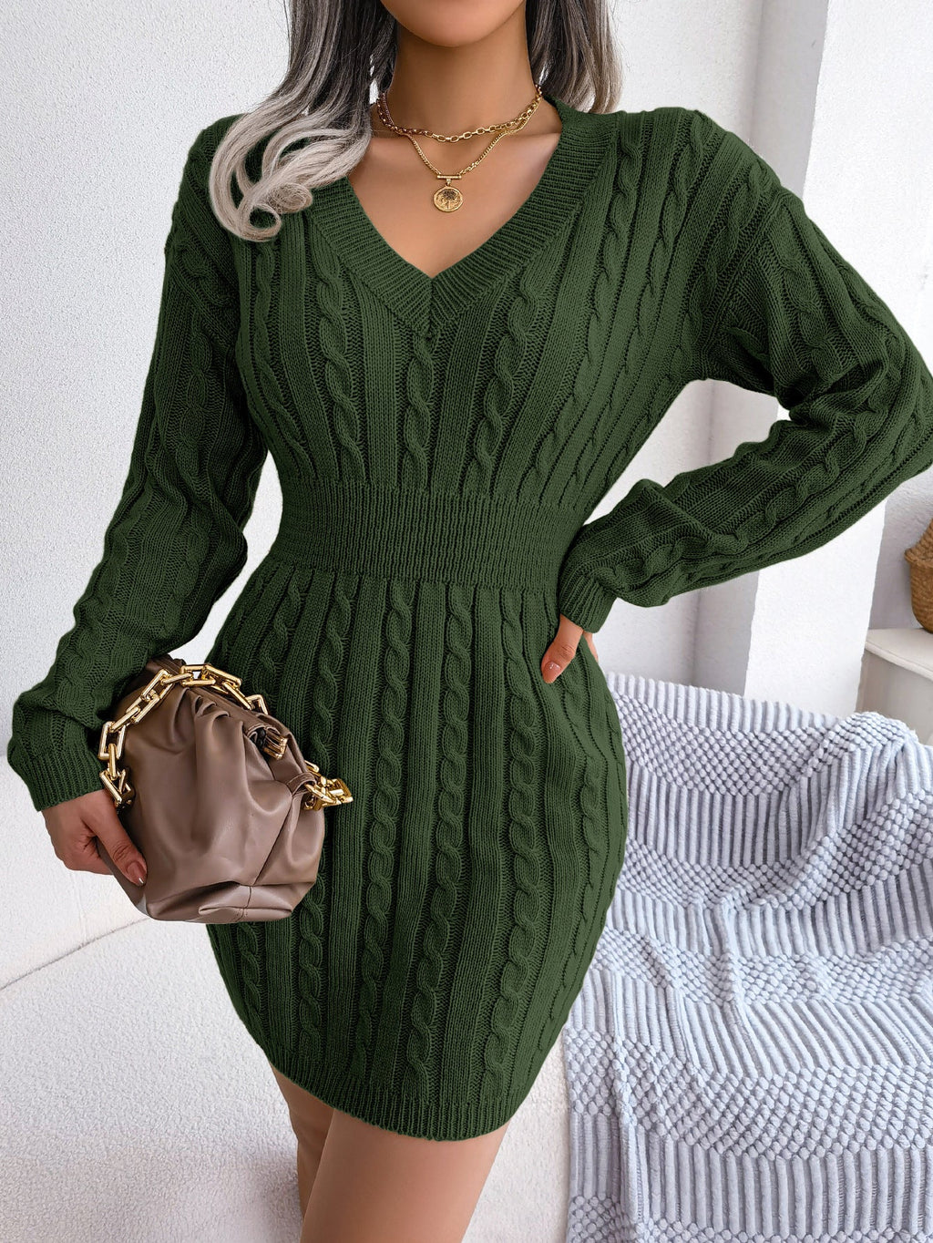 Ins Style Real Shot Autumn and Winter European and American Fashion Waist Twist Hip Dress Sweater Skirt Amazon Cross-Border Women's Clothing - F.MarketAmazon good quality, rest assured to promote / SF.MarketSIns Style Real Shot Autumn and Winter European and American Fashion Waist Twist Hip Dress Sweater Skirt Amazon Cross-Border Women's ClothingIns Style Real Shot Autumn and Winter European and American Fashion Waist Twist Hip Dress Sweater Skirt Amazon Cross-Border Women's Clothing