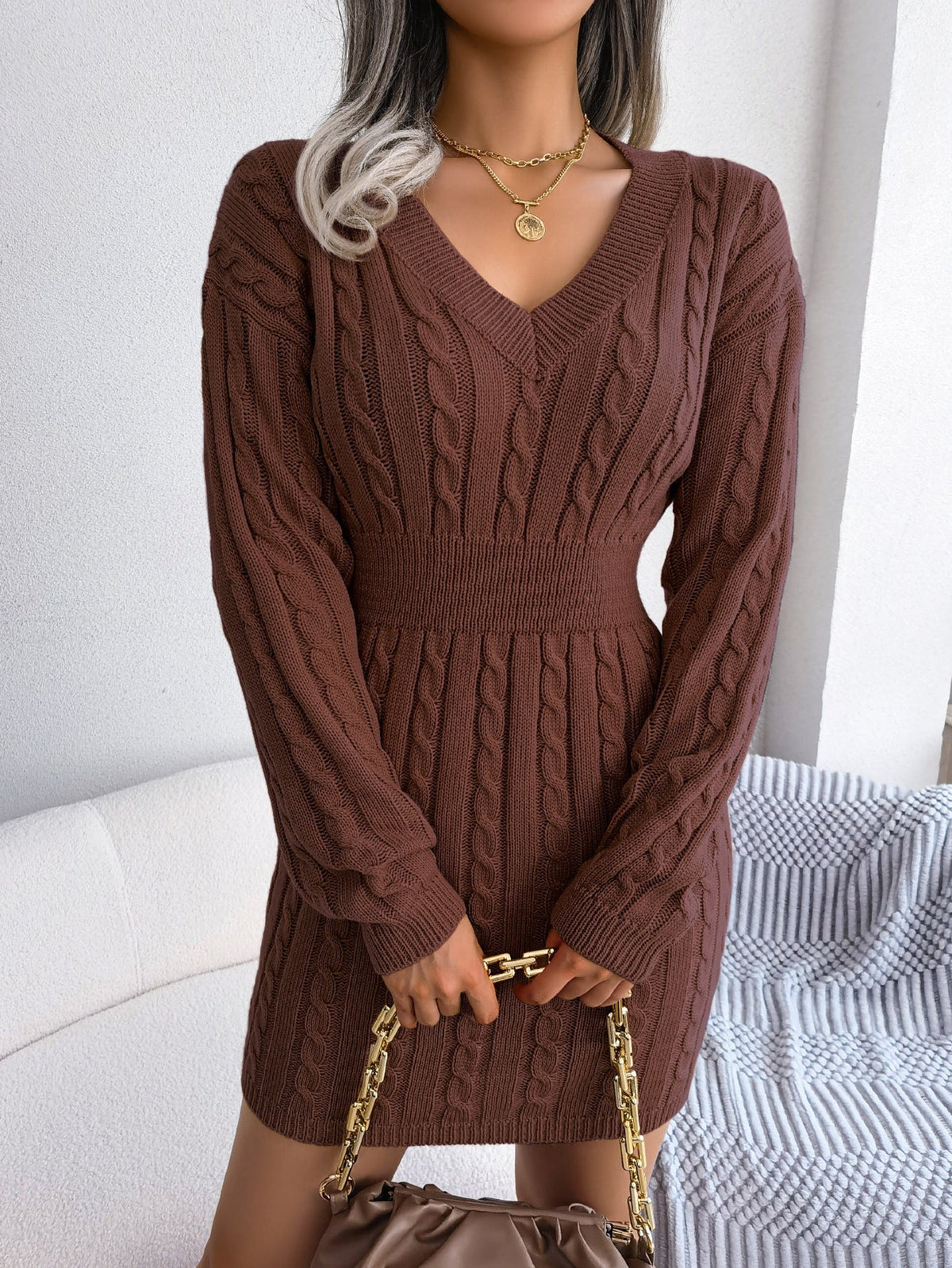 Ins Style Real Shot Autumn and Winter European and American Fashion Waist Twist Hip Dress Sweater Skirt Amazon Cross-Border Women's Clothing - F.MarketAmazon good quality, rest assured to promote / SF.MarketSIns Style Real Shot Autumn and Winter European and American Fashion Waist Twist Hip Dress Sweater Skirt Amazon Cross-Border Women's ClothingIns Style Real Shot Autumn and Winter European and American Fashion Waist Twist Hip Dress Sweater Skirt Amazon Cross-Border Women's Clothing