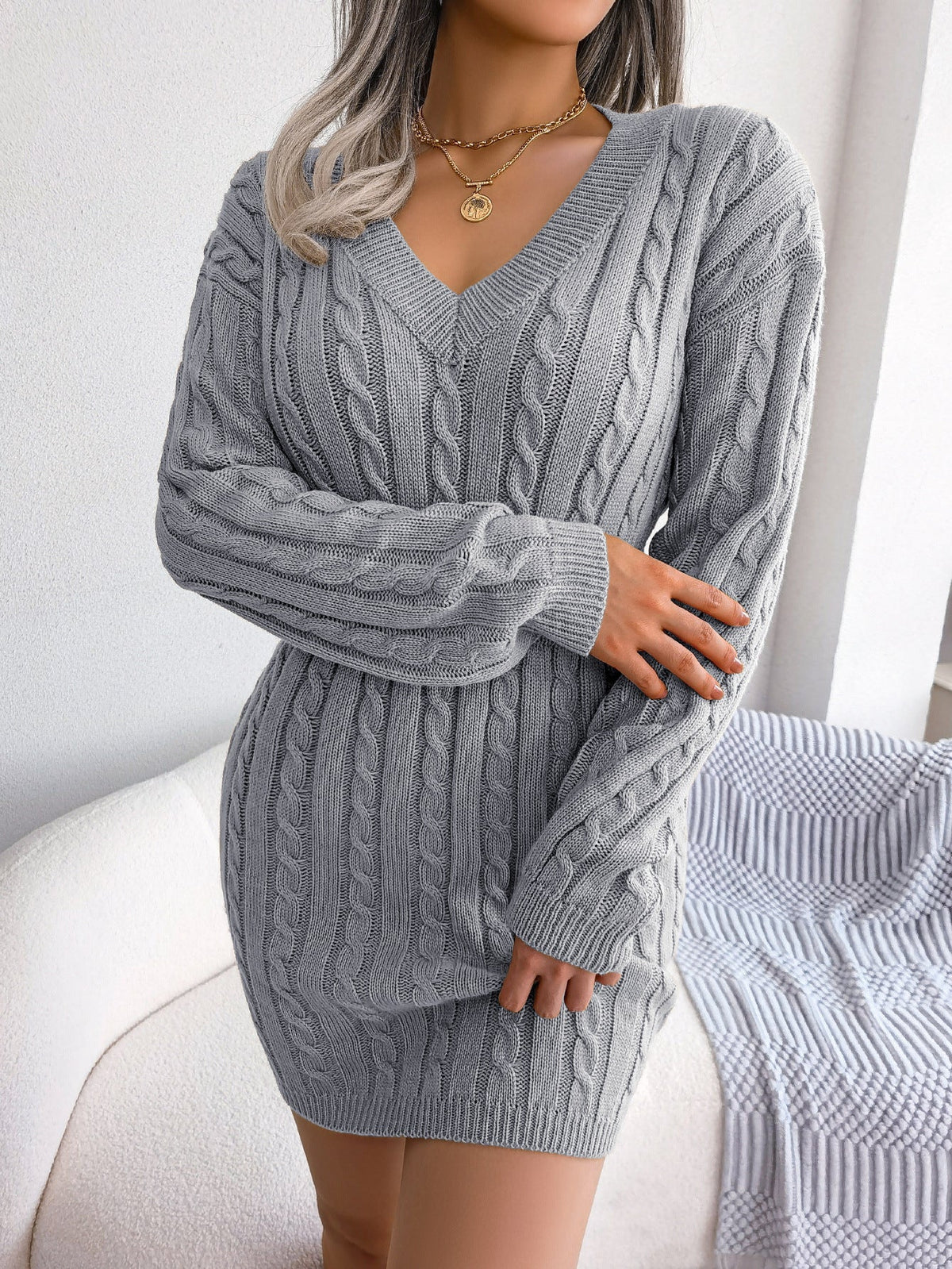 Ins Style Real Shot Autumn and Winter European and American Fashion Waist Twist Hip Dress Sweater Skirt Amazon Cross-Border Women's Clothing - F.MarketAmazon good quality, rest assured to promote / SF.MarketSIns Style Real Shot Autumn and Winter European and American Fashion Waist Twist Hip Dress Sweater Skirt Amazon Cross-Border Women's ClothingIns Style Real Shot Autumn and Winter European and American Fashion Waist Twist Hip Dress Sweater Skirt Amazon Cross-Border Women's Clothing