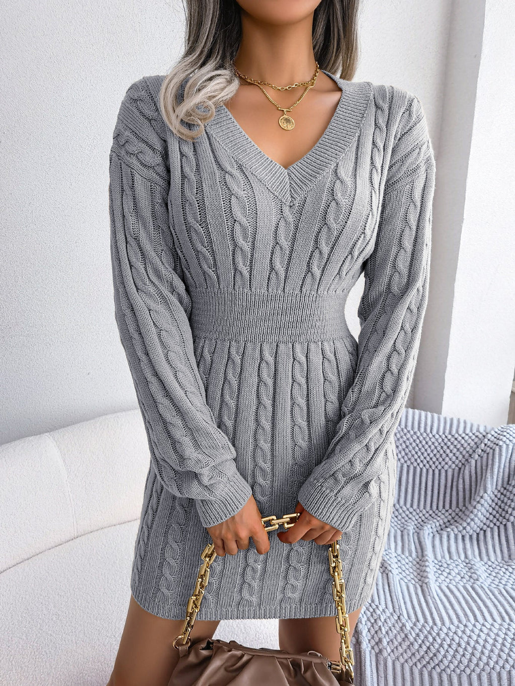Ins Style Real Shot Autumn and Winter European and American Fashion Waist Twist Hip Dress Sweater Skirt Amazon Cross-Border Women's Clothing - F.MarketAmazon good quality, rest assured to promote / SF.MarketSIns Style Real Shot Autumn and Winter European and American Fashion Waist Twist Hip Dress Sweater Skirt Amazon Cross-Border Women's ClothingIns Style Real Shot Autumn and Winter European and American Fashion Waist Twist Hip Dress Sweater Skirt Amazon Cross-Border Women's Clothing
