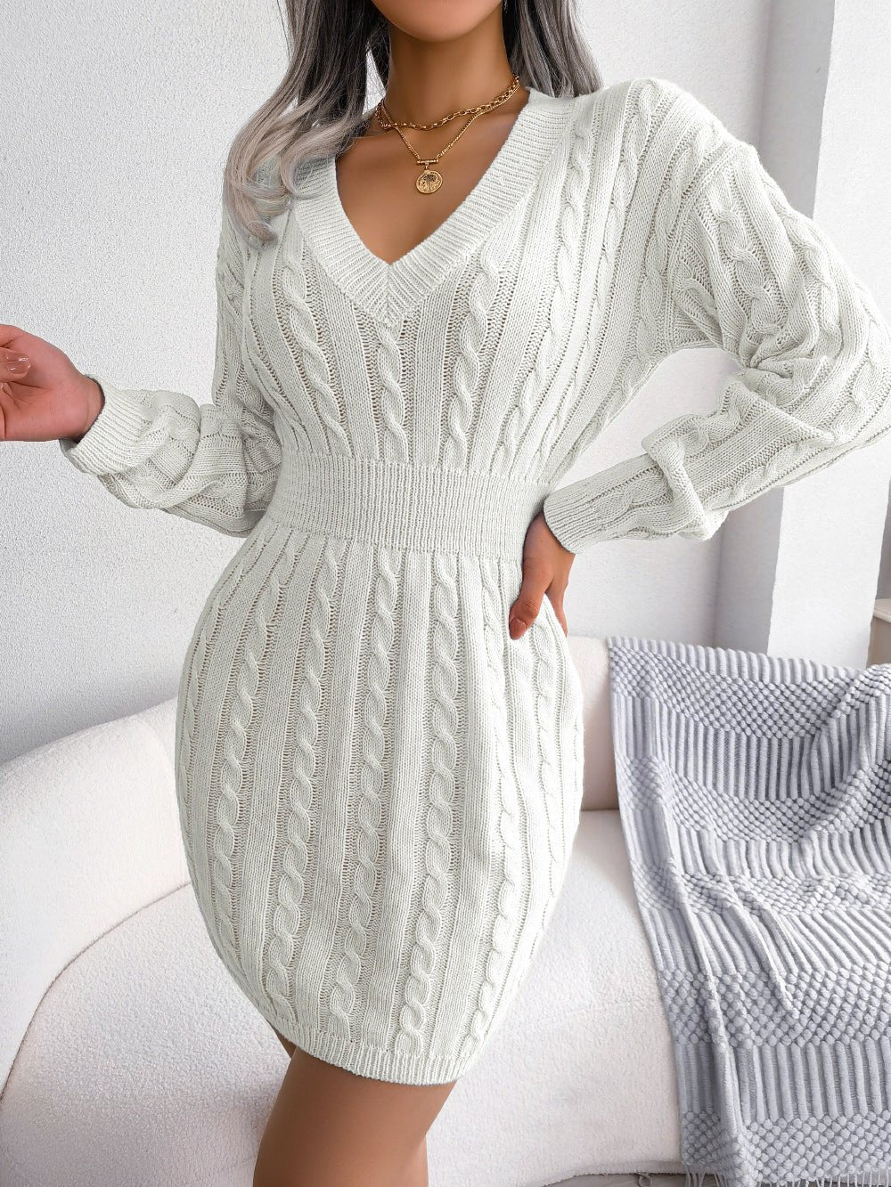 Ins Style Real Shot Autumn and Winter European and American Fashion Waist Twist Hip Dress Sweater Skirt Amazon Cross-Border Women's Clothing - F.MarketWhite / SF.MarketSIns Style Real Shot Autumn and Winter European and American Fashion Waist Twist Hip Dress Sweater Skirt Amazon Cross-Border Women's ClothingIns Style Real Shot Autumn and Winter European and American Fashion Waist Twist Hip Dress Sweater Skirt Amazon Cross-Border Women's Clothing
