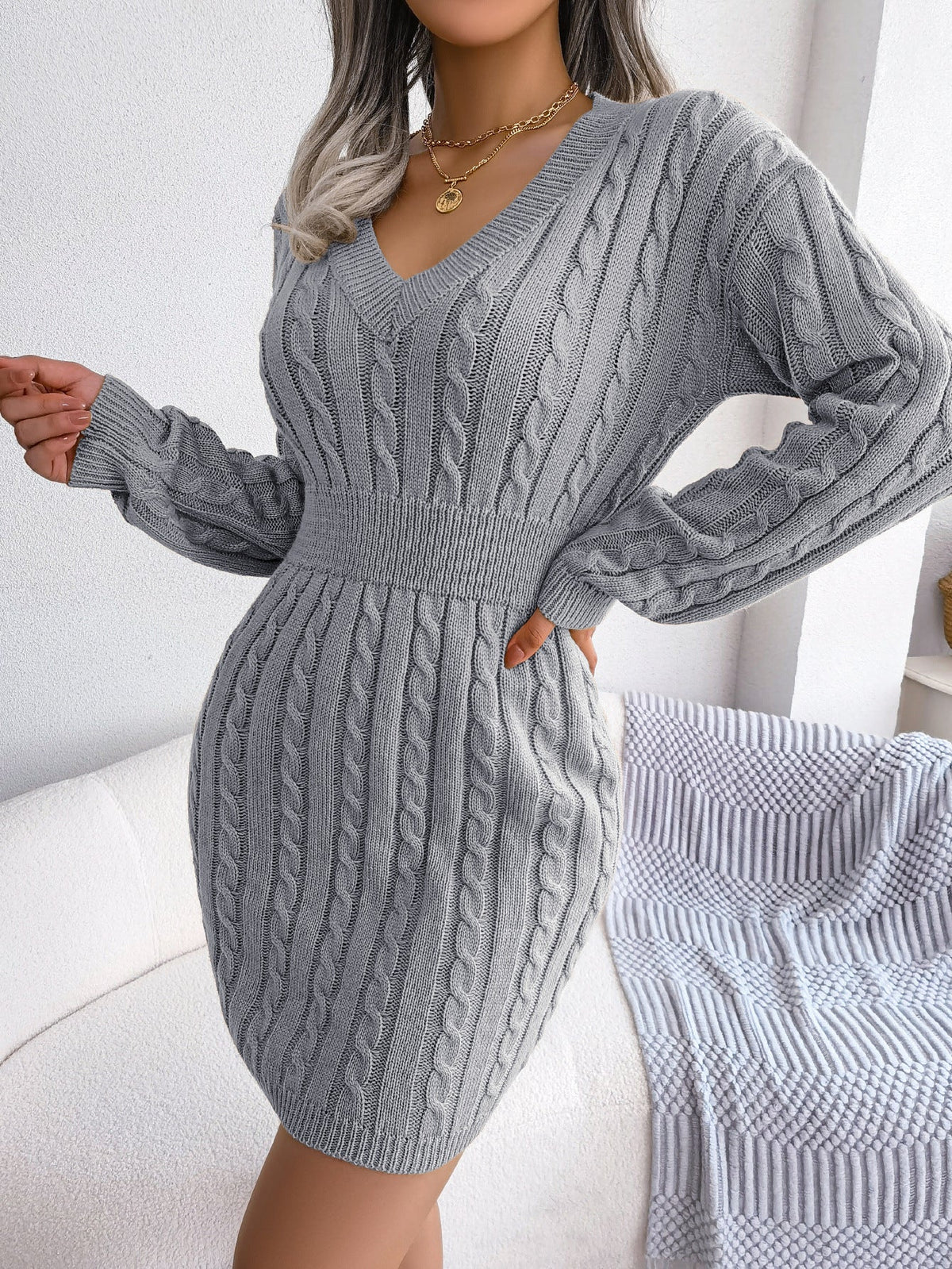 Ins Style Real Shot Autumn and Winter European and American Fashion Waist Twist Hip Dress Sweater Skirt Amazon Cross-Border Women's Clothing - F.MarketAmazon good quality, rest assured to promote / SF.MarketSIns Style Real Shot Autumn and Winter European and American Fashion Waist Twist Hip Dress Sweater Skirt Amazon Cross-Border Women's ClothingIns Style Real Shot Autumn and Winter European and American Fashion Waist Twist Hip Dress Sweater Skirt Amazon Cross-Border Women's Clothing