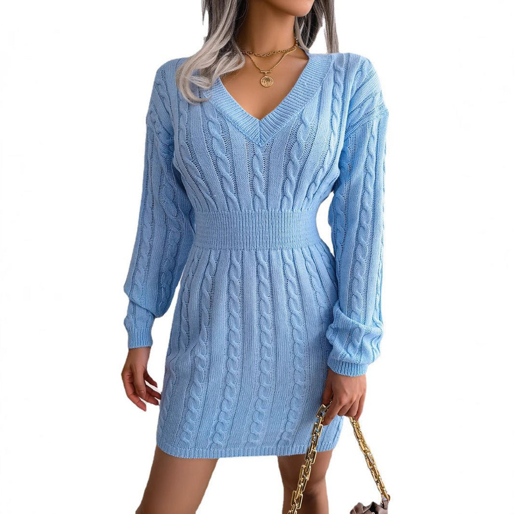 Ins Style Real Shot Autumn and Winter European and American Fashion Waist Twist Hip Dress Sweater Skirt Amazon Cross-Border Women's Clothing - F.MarketAmazon good quality, rest assured to promote / SF.MarketSIns Style Real Shot Autumn and Winter European and American Fashion Waist Twist Hip Dress Sweater Skirt Amazon Cross-Border Women's ClothingIns Style Real Shot Autumn and Winter European and American Fashion Waist Twist Hip Dress Sweater Skirt Amazon Cross-Border Women's Clothing