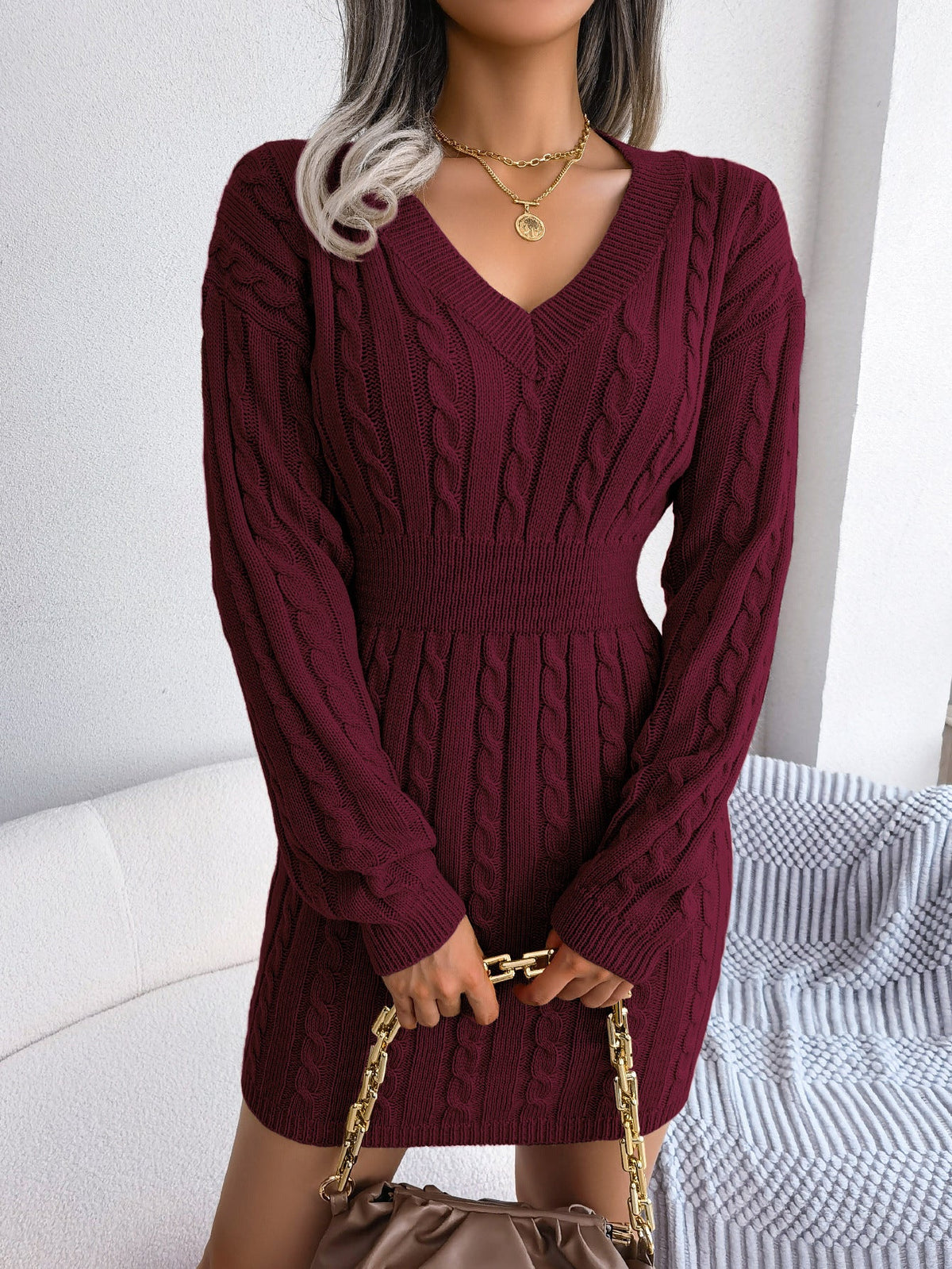 Ins Style Real Shot Autumn and Winter European and American Fashion Waist Twist Hip Dress Sweater Skirt Amazon Cross-Border Women's Clothing - F.MarketAmazon good quality, rest assured to promote / SF.MarketSIns Style Real Shot Autumn and Winter European and American Fashion Waist Twist Hip Dress Sweater Skirt Amazon Cross-Border Women's ClothingIns Style Real Shot Autumn and Winter European and American Fashion Waist Twist Hip Dress Sweater Skirt Amazon Cross-Border Women's Clothing