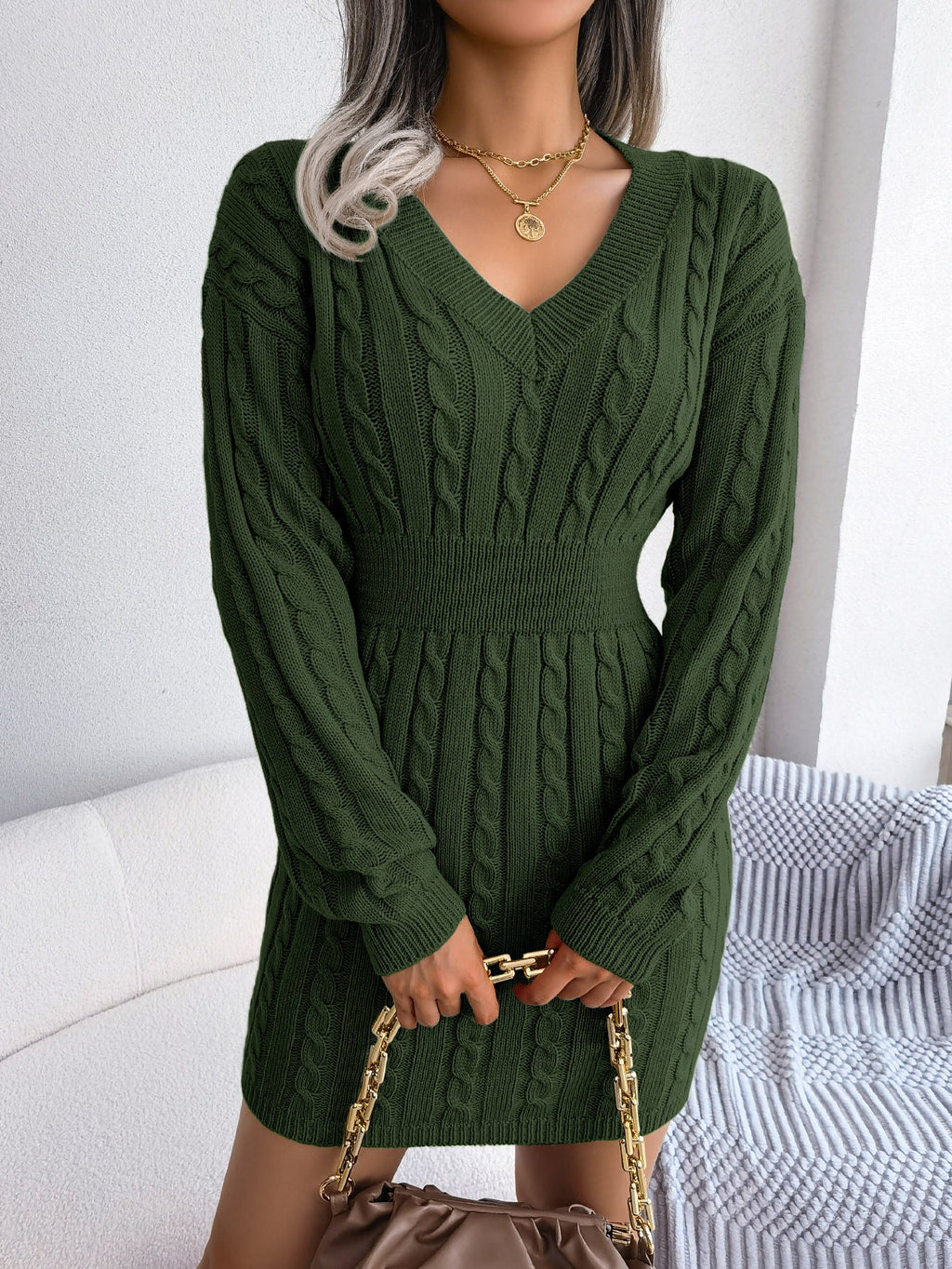 Ins Style Real Shot Autumn and Winter European and American Fashion Waist Twist Hip Dress Sweater Skirt Amazon Cross-Border Women's Clothing - F.MarketAmazon good quality, rest assured to promote / SF.MarketSIns Style Real Shot Autumn and Winter European and American Fashion Waist Twist Hip Dress Sweater Skirt Amazon Cross-Border Women's ClothingIns Style Real Shot Autumn and Winter European and American Fashion Waist Twist Hip Dress Sweater Skirt Amazon Cross-Border Women's Clothing