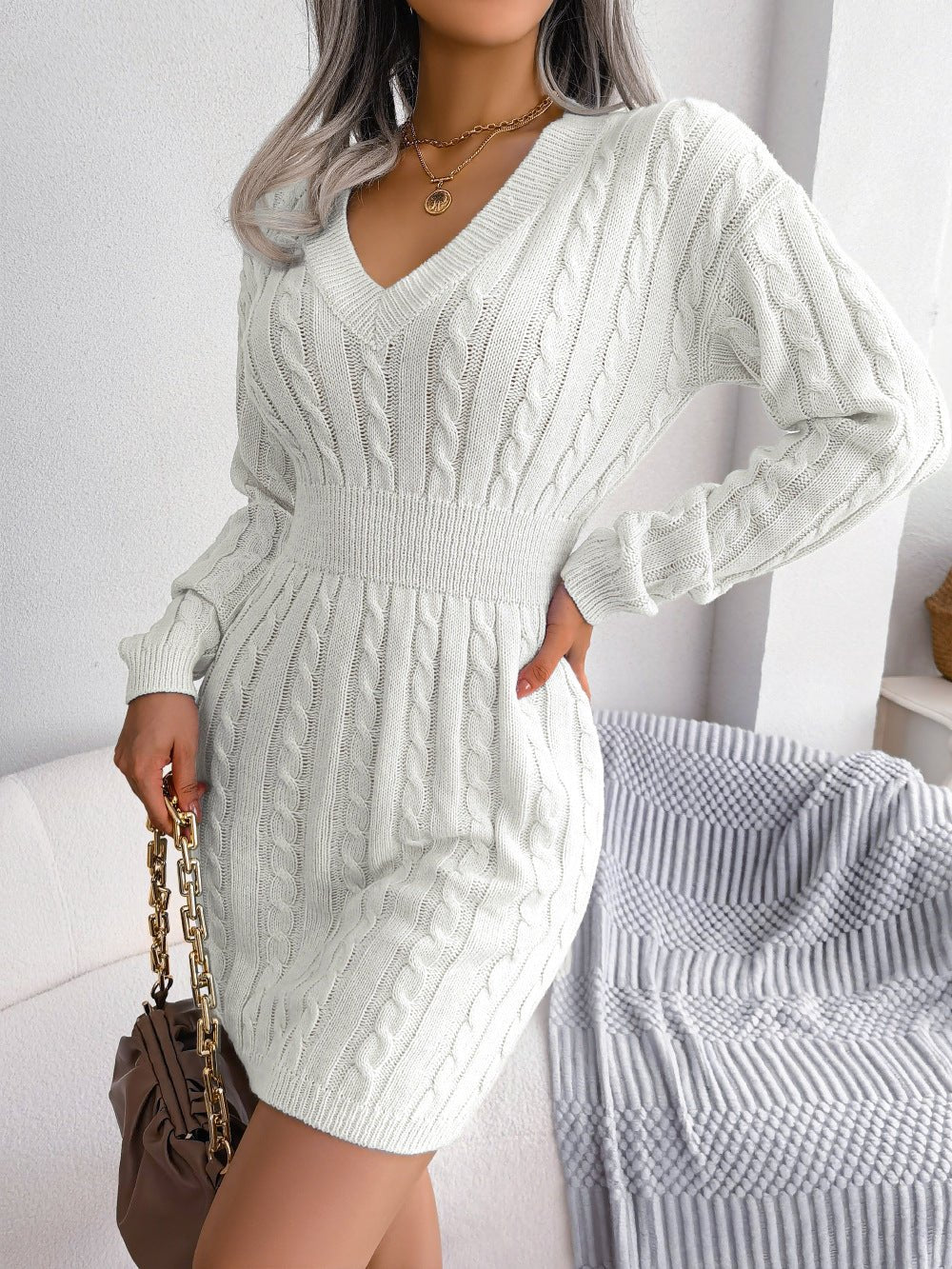 Ins Style Real Shot Autumn and Winter European and American Fashion Waist Twist Hip Dress Sweater Skirt Amazon Cross-Border Women's Clothing - F.MarketAmazon good quality, rest assured to promote / SF.MarketSIns Style Real Shot Autumn and Winter European and American Fashion Waist Twist Hip Dress Sweater Skirt Amazon Cross-Border Women's ClothingIns Style Real Shot Autumn and Winter European and American Fashion Waist Twist Hip Dress Sweater Skirt Amazon Cross-Border Women's Clothing