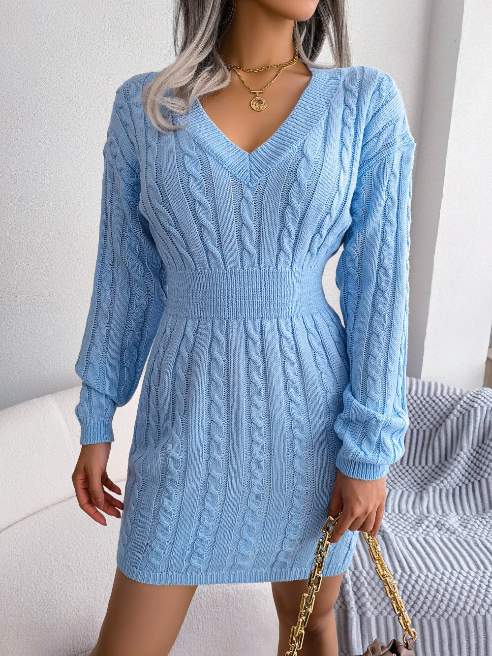 Ins Style Real Shot Autumn and Winter European and American Fashion Waist Twist Hip Dress Sweater Skirt Amazon Cross-Border Women's Clothing - F.MarketAmazon good quality, rest assured to promote / SF.MarketSIns Style Real Shot Autumn and Winter European and American Fashion Waist Twist Hip Dress Sweater Skirt Amazon Cross-Border Women's ClothingIns Style Real Shot Autumn and Winter European and American Fashion Waist Twist Hip Dress Sweater Skirt Amazon Cross-Border Women's Clothing