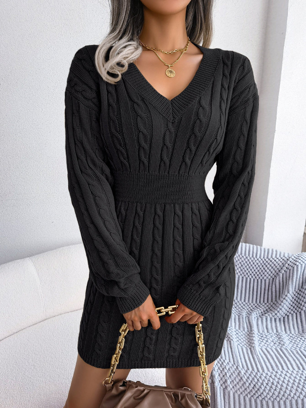 Ins Style Real Shot Autumn and Winter European and American Fashion Waist Twist Hip Dress Sweater Skirt Amazon Cross-Border Women's Clothing - F.MarketAmazon good quality, rest assured to promote / SF.MarketSIns Style Real Shot Autumn and Winter European and American Fashion Waist Twist Hip Dress Sweater Skirt Amazon Cross-Border Women's ClothingIns Style Real Shot Autumn and Winter European and American Fashion Waist Twist Hip Dress Sweater Skirt Amazon Cross-Border Women's Clothing