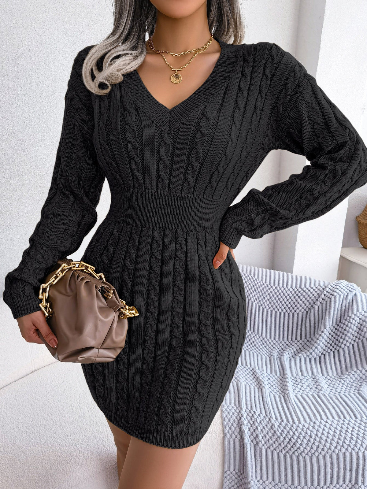 Ins Style Real Shot Autumn and Winter European and American Fashion Waist Twist Hip Dress Sweater Skirt Amazon Cross-Border Women's Clothing - F.MarketAmazon good quality, rest assured to promote / SF.MarketSIns Style Real Shot Autumn and Winter European and American Fashion Waist Twist Hip Dress Sweater Skirt Amazon Cross-Border Women's ClothingIns Style Real Shot Autumn and Winter European and American Fashion Waist Twist Hip Dress Sweater Skirt Amazon Cross-Border Women's Clothing