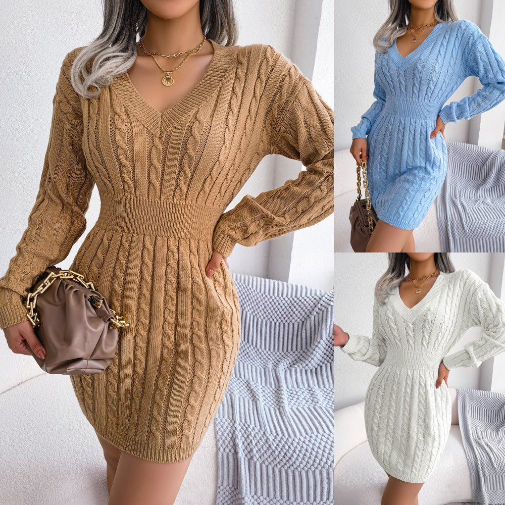 Ins Style Real Shot Autumn and Winter European and American Fashion Waist Twist Hip Dress Sweater Skirt Amazon Cross-Border Women's Clothing - F.MarketAmazon good quality, rest assured to promote / SF.MarketSIns Style Real Shot Autumn and Winter European and American Fashion Waist Twist Hip Dress Sweater Skirt Amazon Cross-Border Women's ClothingIns Style Real Shot Autumn and Winter European and American Fashion Waist Twist Hip Dress Sweater Skirt Amazon Cross-Border Women's Clothing