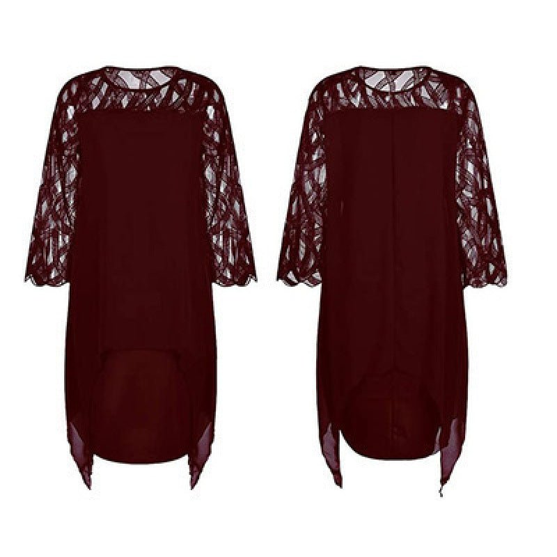 Lace Patchwork Three-Quarter Sleeve Irregular Hem Chiffon Dress - F.Market7D933746340946FAA6EE2AB778F285C5eproloLLace Patchwork Three-Quarter Sleeve Irregular Hem Chiffon DressLace Patchwork Three-Quarter Sleeve Irregular Hem Chiffon Dress