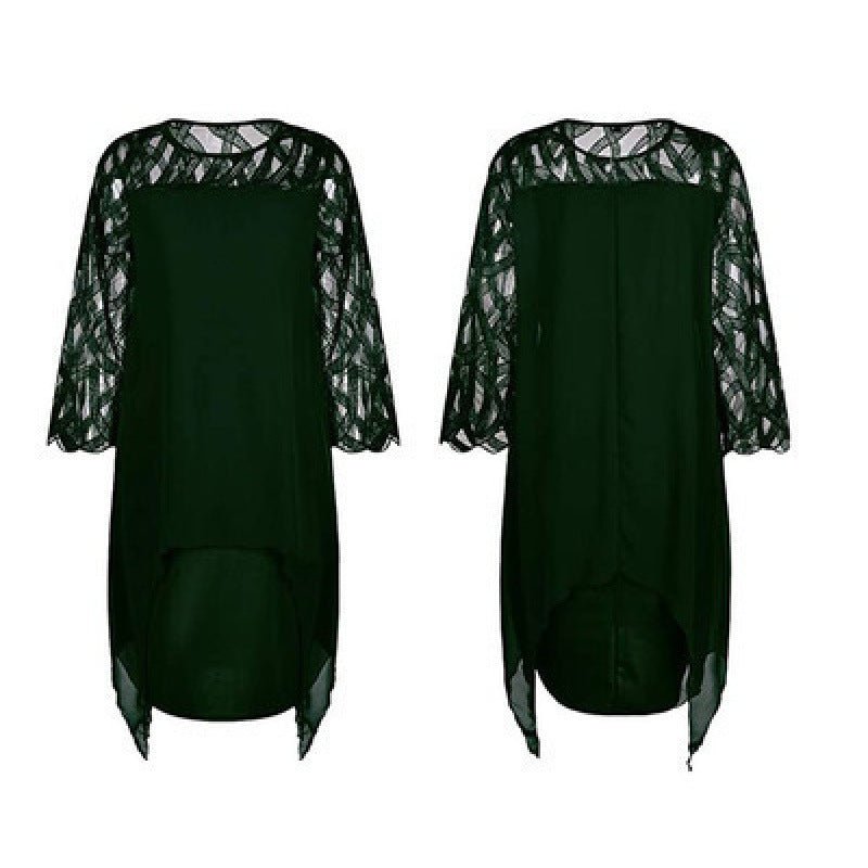 Lace Patchwork Three-Quarter Sleeve Irregular Hem Chiffon Dress - F.Market0A13A23738FE4FAFA4FA3DE49A59559BeproloLLace Patchwork Three-Quarter Sleeve Irregular Hem Chiffon DressLace Patchwork Three-Quarter Sleeve Irregular Hem Chiffon Dress