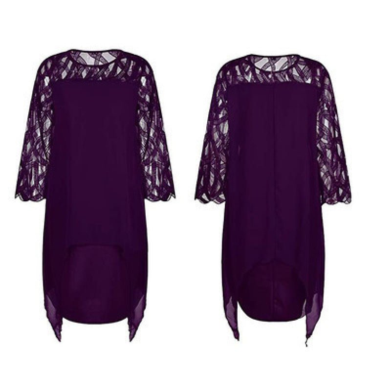 Lace Patchwork Three-Quarter Sleeve Irregular Hem Chiffon Dress - F.Market90B434401475445EA2B932BA4ACB6F72eproloLLace Patchwork Three-Quarter Sleeve Irregular Hem Chiffon DressLace Patchwork Three-Quarter Sleeve Irregular Hem Chiffon Dress