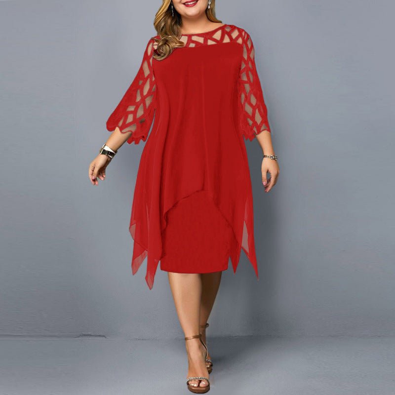 Lace Patchwork Three-Quarter Sleeve Irregular Hem Chiffon Dress - F.Market0C5EE76704EF4F0CB930D7094CFDD6B7eproloLLace Patchwork Three-Quarter Sleeve Irregular Hem Chiffon DressLace Patchwork Three-Quarter Sleeve Irregular Hem Chiffon Dress