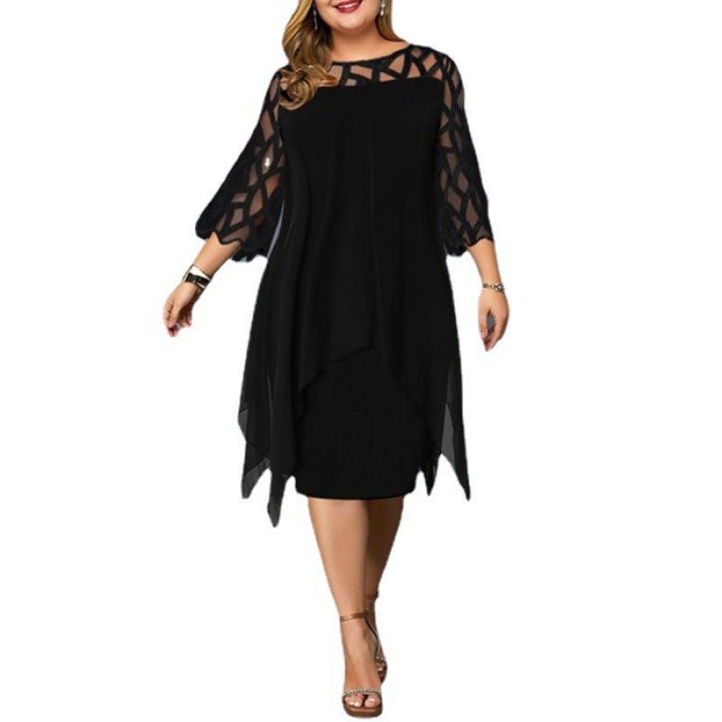 Lace Patchwork Three-Quarter Sleeve Irregular Hem Chiffon Dress - F.MarketBDDCB1CB29F8434B91FA9C150A59FEEAeproloLLace Patchwork Three-Quarter Sleeve Irregular Hem Chiffon DressLace Patchwork Three-Quarter Sleeve Irregular Hem Chiffon Dress