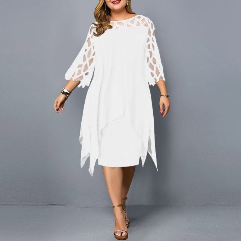 Lace Patchwork Three-Quarter Sleeve Irregular Hem Chiffon Dress - F.MarketBDDCB1CB29F8434B91FA9C150A59FEEAeproloLLace Patchwork Three-Quarter Sleeve Irregular Hem Chiffon DressLace Patchwork Three-Quarter Sleeve Irregular Hem Chiffon Dress
