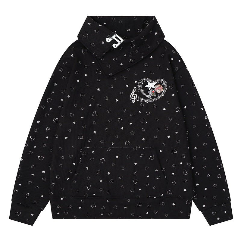 Light gray slanted collar hoodie with musical notes and heart embroidery - F.MarketFCDA39B647614EA6AB764DAB90AC5B4CeproloSLight gray slanted collar hoodie with musical notes and heart embroideryLight gray slanted collar hoodie with musical notes and heart embroidery
