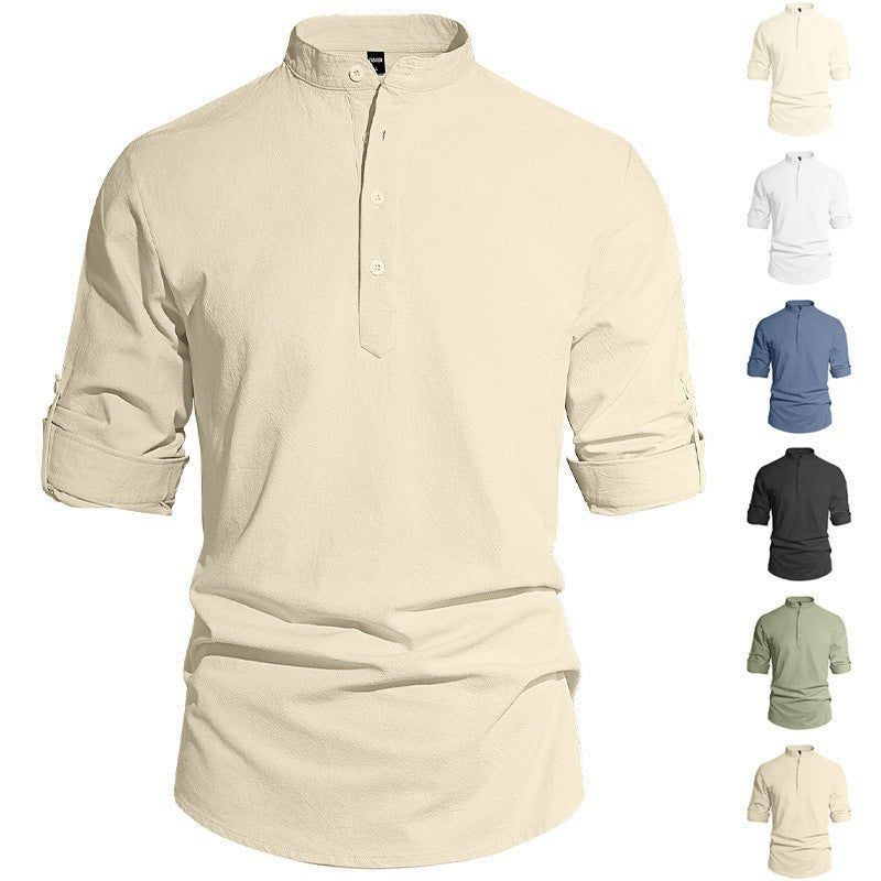Men's Cotton Linen Henley Collar Solid Color Lightweight Long Sleeve Button-Down Shirt - F.Market2B283F49A8A049CD9126D887C6801FA6eproloSMen's Cotton Linen Henley Collar Solid Color Lightweight Long Sleeve Button-Down ShirtMen's Cotton Linen Henley Collar Solid Color Lightweight Long Sleeve Button-Down Shirt