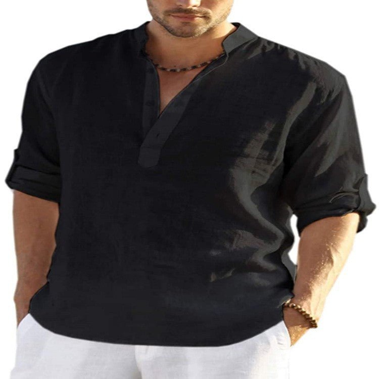 Men's Loose Fit Stand Collar Half-Open Shirt Solid Color Long Sleeve Cotton Top Big Size Shirt - F.MarketDBF4DCD9FC9343CF92BAAE358C7D05C1eproloSMen's Loose Fit Stand Collar Half-Open Shirt Solid Color Long Sleeve Cotton Top Big Size ShirtMen's Loose Fit Stand Collar Half-Open Shirt Solid Color Long Sleeve Cotton Top Big Size Shirt