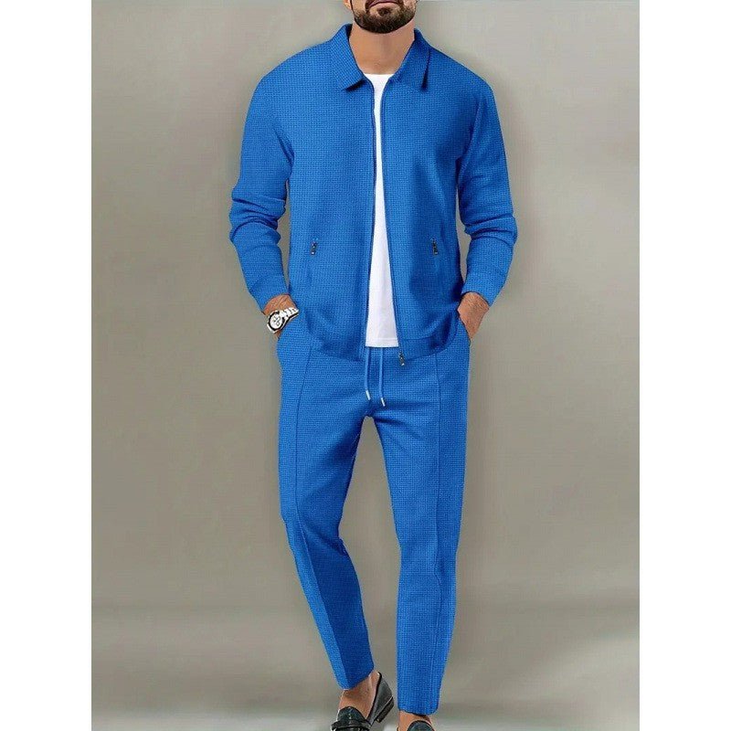 Men's Waffle Zip-Up Collar Slim Fit Cardigan Jacket with Pockets - 2 Piece Set - F.MarketC4D1E6FDE9134B74B6CE7E2EFEFED78FeproloSMen's Waffle Zip-Up Collar Slim Fit Cardigan Jacket with Pockets - 2 Piece SetMen's Waffle Zip-Up Collar Slim Fit Cardigan Jacket with Pockets - 2 Piece Set