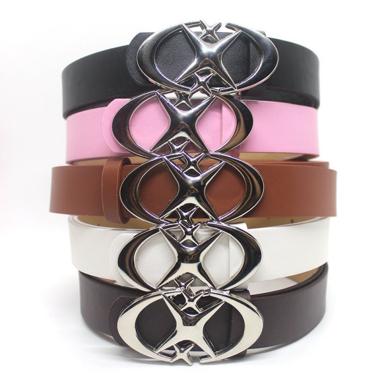 Original Design Double Crescent Moon Cross Star Buckle Belt - F.Market355B328969D3462DB98110EBE4929A20eproloLength 102cm, Width 2.8cmOriginal Design Double Crescent Moon Cross Star Buckle BeltOriginal Design Double Crescent Moon Cross Star Buckle Belt