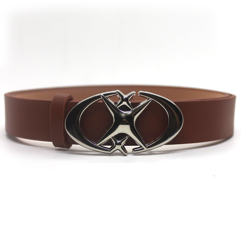 Original Design Double Crescent Moon Cross Star Buckle Belt - F.MarketFF2A9F4615AF484C83CE7337D4EDD80BeproloLength 102cm, Width 2.8cmOriginal Design Double Crescent Moon Cross Star Buckle BeltOriginal Design Double Crescent Moon Cross Star Buckle Belt