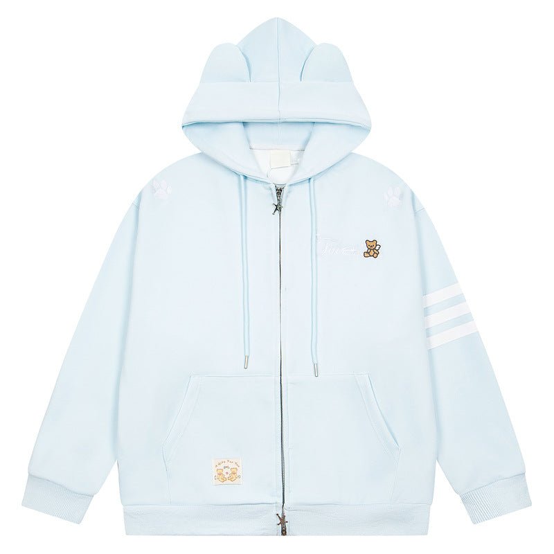 Pink teddy bear embroidered three bar cardigan sweatshirt - F.Market37D2548ADAAC4EE18801D748E44F30CAeproloSPink teddy bear embroidered three bar cardigan sweatshirtPink teddy bear embroidered three bar cardigan sweatshirt