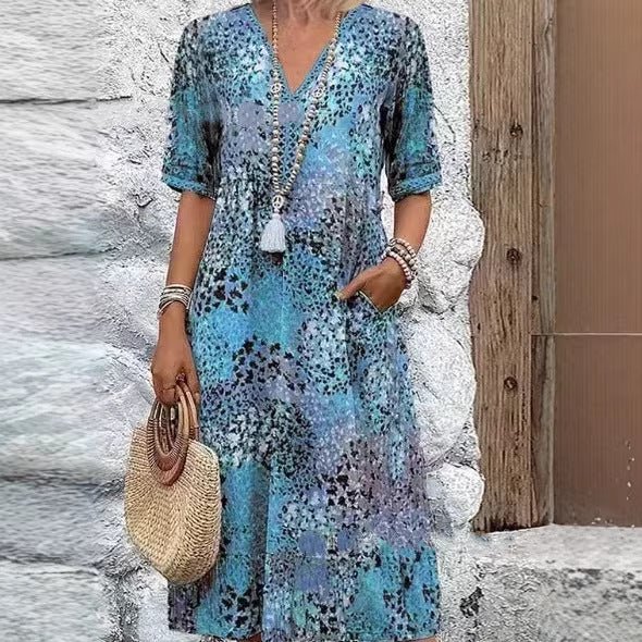Pocket Long Dress with Lace Trim V-Neck Short Sleeve Dress for Women - F.MarketB1D72712BF364BEEAF58661870124DE7eproloSPocket Long Dress with Lace Trim V-Neck Short Sleeve Dress for WomenPocket Long Dress with Lace Trim V-Neck Short Sleeve Dress for Women