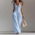 Pocket V-neck button vest jumpsuit for women - F.Market07108D2A55564EF68B906D859FACEE5BeproloSPocket V-neck button vest jumpsuit for womenPocket V-neck button vest jumpsuit for women