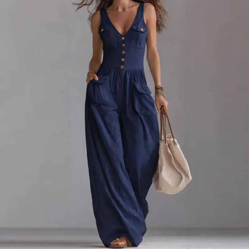 Pocket V-neck button vest jumpsuit for women - F.MarketD9DADCF93E9843E78A5AE2A46F634646eproloSPocket V-neck button vest jumpsuit for womenPocket V-neck button vest jumpsuit for women