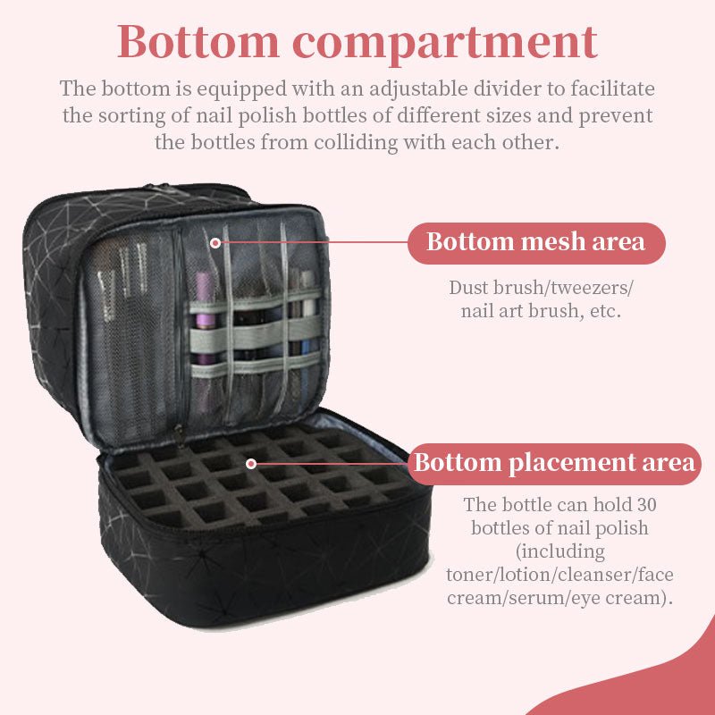 Portable 30-Compartment Nail Organizer Case with Polish & Oil Bags, All-in-One Manicure Tools & Cosmetic Storage Kit - F.MarketA9DD1C7D55B147DA86B1A9D873F477DFeproloPortable 30-Compartment Nail Organizer Case with Polish & Oil Bags, All-in-One Manicure Tools & Cosmetic Storage KitPortable 30-Compartment Nail Organizer Case with Polish & Oil Bags, All-in-One Manicure Tools & Cosmetic Storage Kit