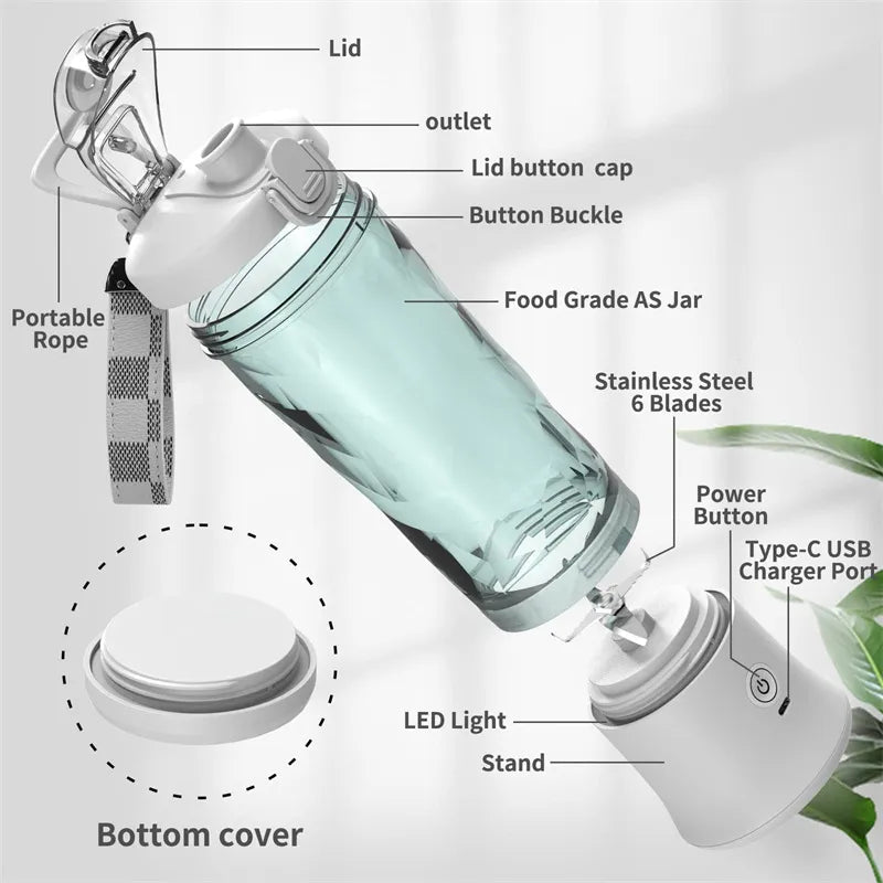 Portable Blender Juicer – Personal-Size Blender for Shakes and Smoothies with 6 Blades - F.Market6Y0BWCKF.MarketUSBPortable Blender Juicer – Personal-Size Blender for Shakes and Smoothies with 6 BladesPortable Blender Juicer – Personal-Size Blender for Shakes and Smoothies with 6 Blades