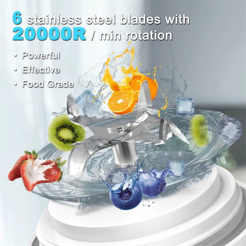 Portable Blender Juicer – Personal-Size Blender for Shakes and Smoothies with 6 Blades - F.MarketFWJMVTY98F.MarketUSBPortable Blender Juicer – Personal-Size Blender for Shakes and Smoothies with 6 BladesPortable Blender Juicer – Personal-Size Blender for Shakes and Smoothies with 6 Blades