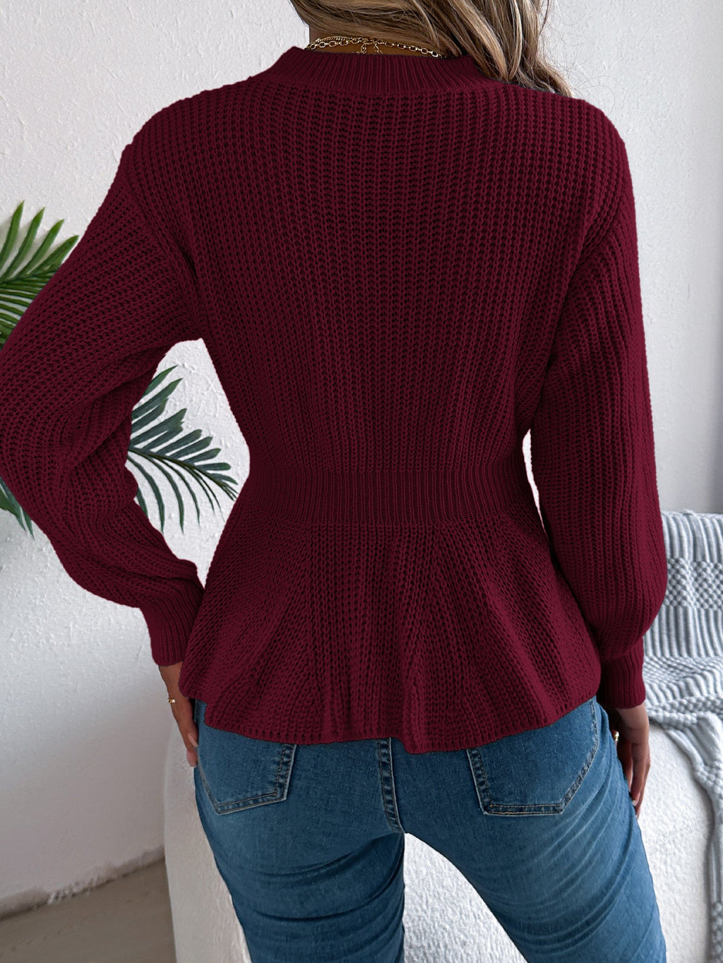 Real Shot of Autumn and Winter European and American Style Solid Color Cable Knit Waist-Cinching Ruffled Long-Sleeve Pullover Sweater, Independent Cross-Border Women's Fashion - F.MarketAmazon quality, promote with confidence / SF.MarketSReal Shot of Autumn and Winter European and American Style Solid Color Cable Knit Waist-Cinching Ruffled Long-Sleeve Pullover Sweater, Independent Cross-Border Women's FashionReal Shot of Autumn and Winter European and American Style Solid Color Cable Knit Waist
