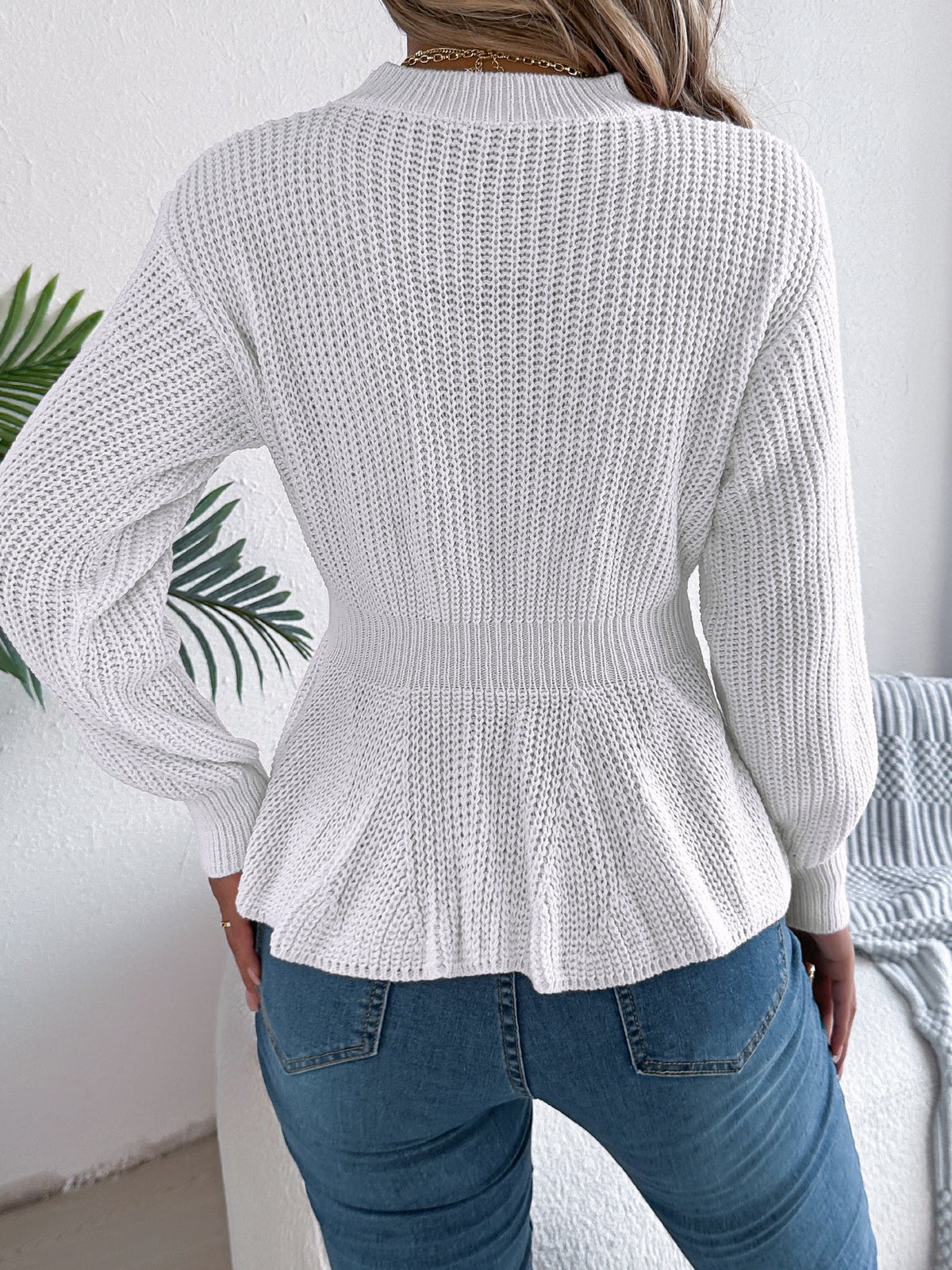 Real Shot of Autumn and Winter European and American Style Solid Color Cable Knit Waist-Cinching Ruffled Long-Sleeve Pullover Sweater, Independent Cross-Border Women's Fashion - F.MarketAmazon quality, promote with confidence / SF.MarketSReal Shot of Autumn and Winter European and American Style Solid Color Cable Knit Waist-Cinching Ruffled Long-Sleeve Pullover Sweater, Independent Cross-Border Women's FashionReal Shot of Autumn and Winter European and American Style Solid Color Cable Knit Waist