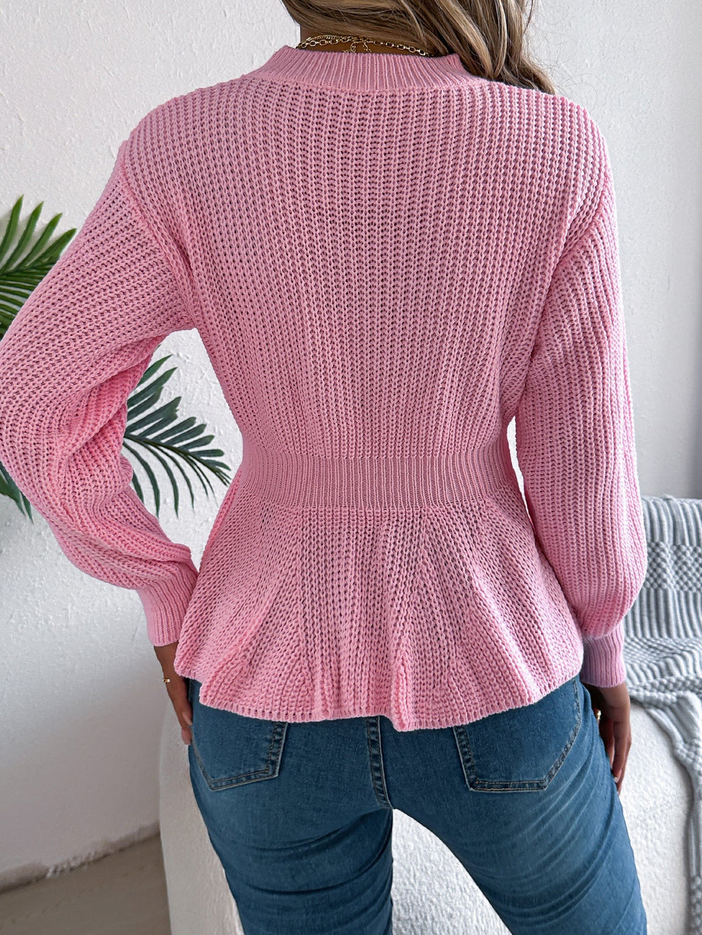Real Shot of Autumn and Winter European and American Style Solid Color Cable Knit Waist-Cinching Ruffled Long-Sleeve Pullover Sweater, Independent Cross-Border Women's Fashion - F.MarketAmazon quality, promote with confidence / SF.MarketSReal Shot of Autumn and Winter European and American Style Solid Color Cable Knit Waist-Cinching Ruffled Long-Sleeve Pullover Sweater, Independent Cross-Border Women's FashionReal Shot of Autumn and Winter European and American Style Solid Color Cable Knit Waist