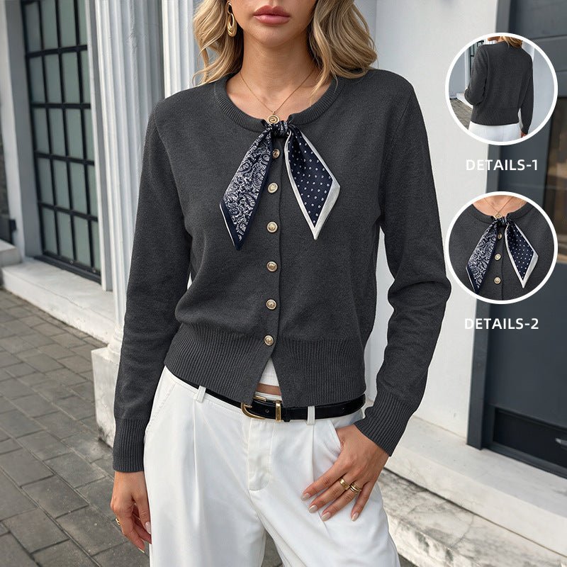 Round neck cardigan paired with scarf sweater - F.MarketA3CF0FAFC068434C8D23CDF2E16FB8B4eproloSRound neck cardigan paired with scarf sweaterRound neck cardigan paired with scarf sweater