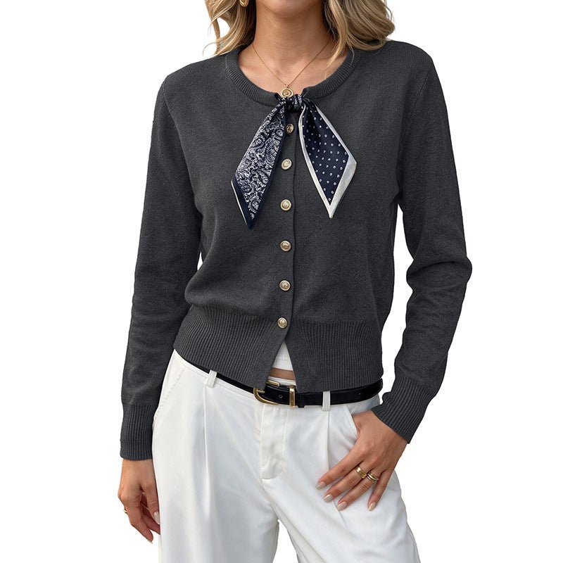 Round neck cardigan paired with scarf sweater - F.MarketA3CF0FAFC068434C8D23CDF2E16FB8B4eproloSRound neck cardigan paired with scarf sweaterRound neck cardigan paired with scarf sweater